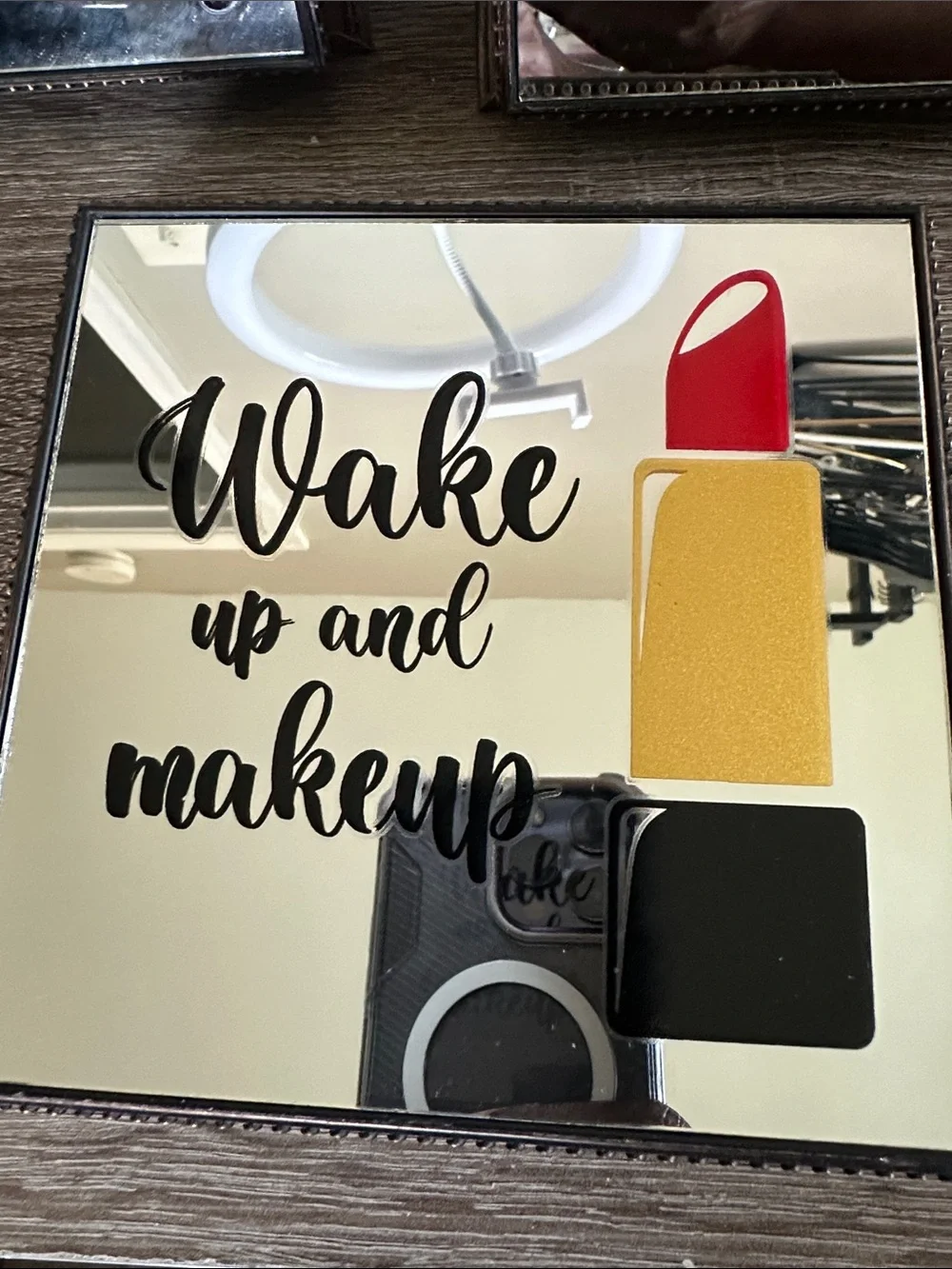 Hello Gorgeous Mirrored Wall Art - Gold Accent